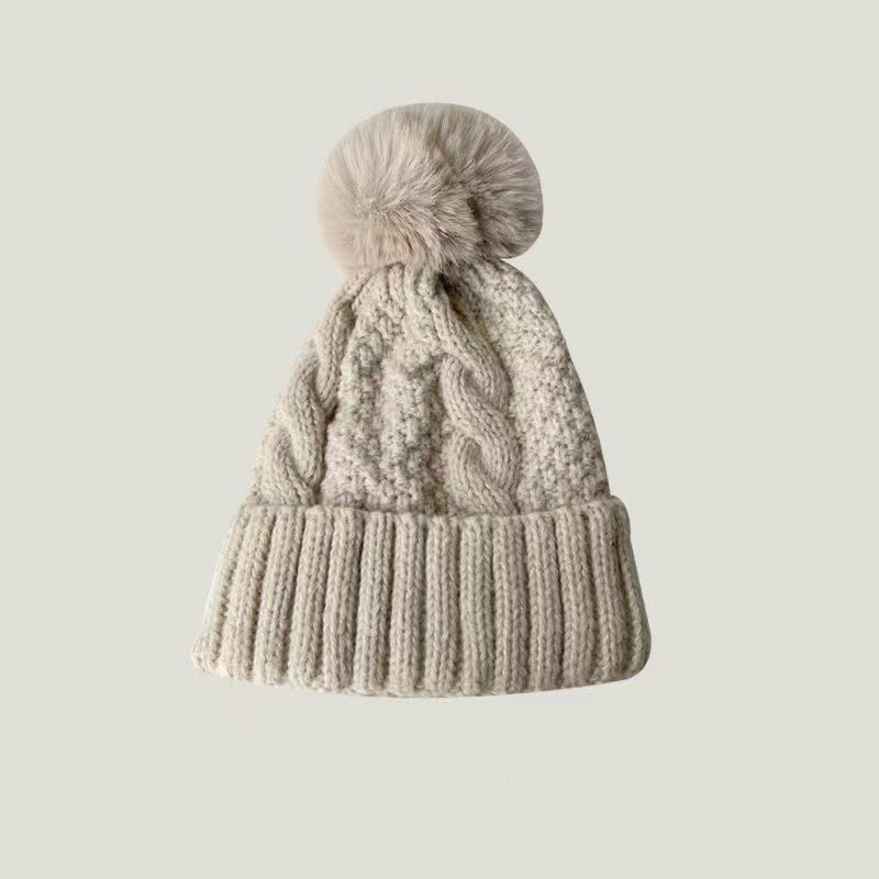 Femmes hiver tricoté bonnet chapeau fausse fourrure hiver chapeaux fourrure Pom chaud gros tricot crâne casquette mignon mode tricot bonnet