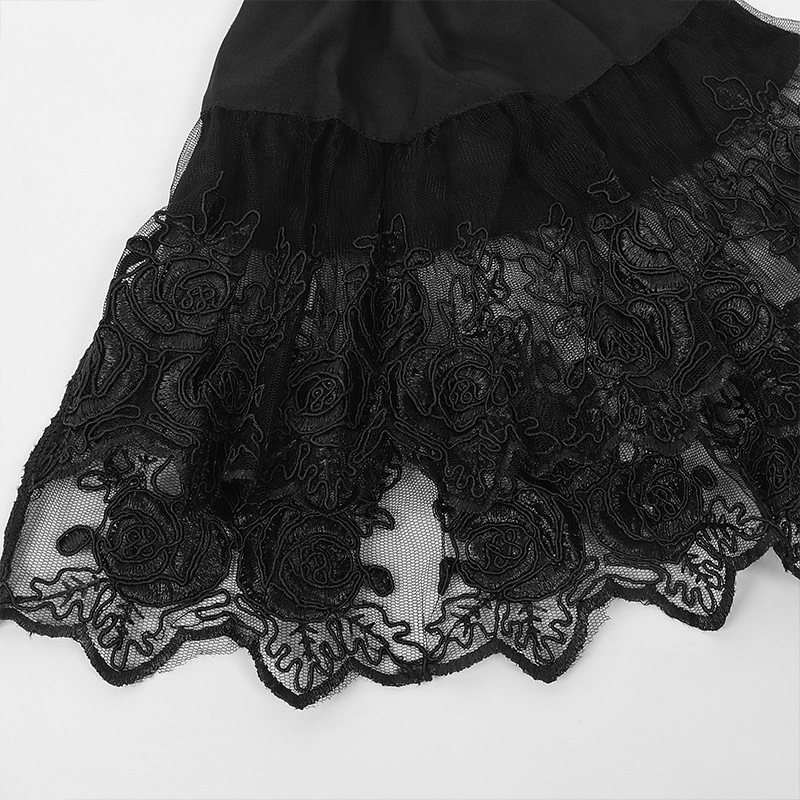 Chemisier en dentelle à col montant et manches évasées pour femme, style queue d'hirondelle, avec nœud, pour déguisement de paysanne victorienne d'Halloween