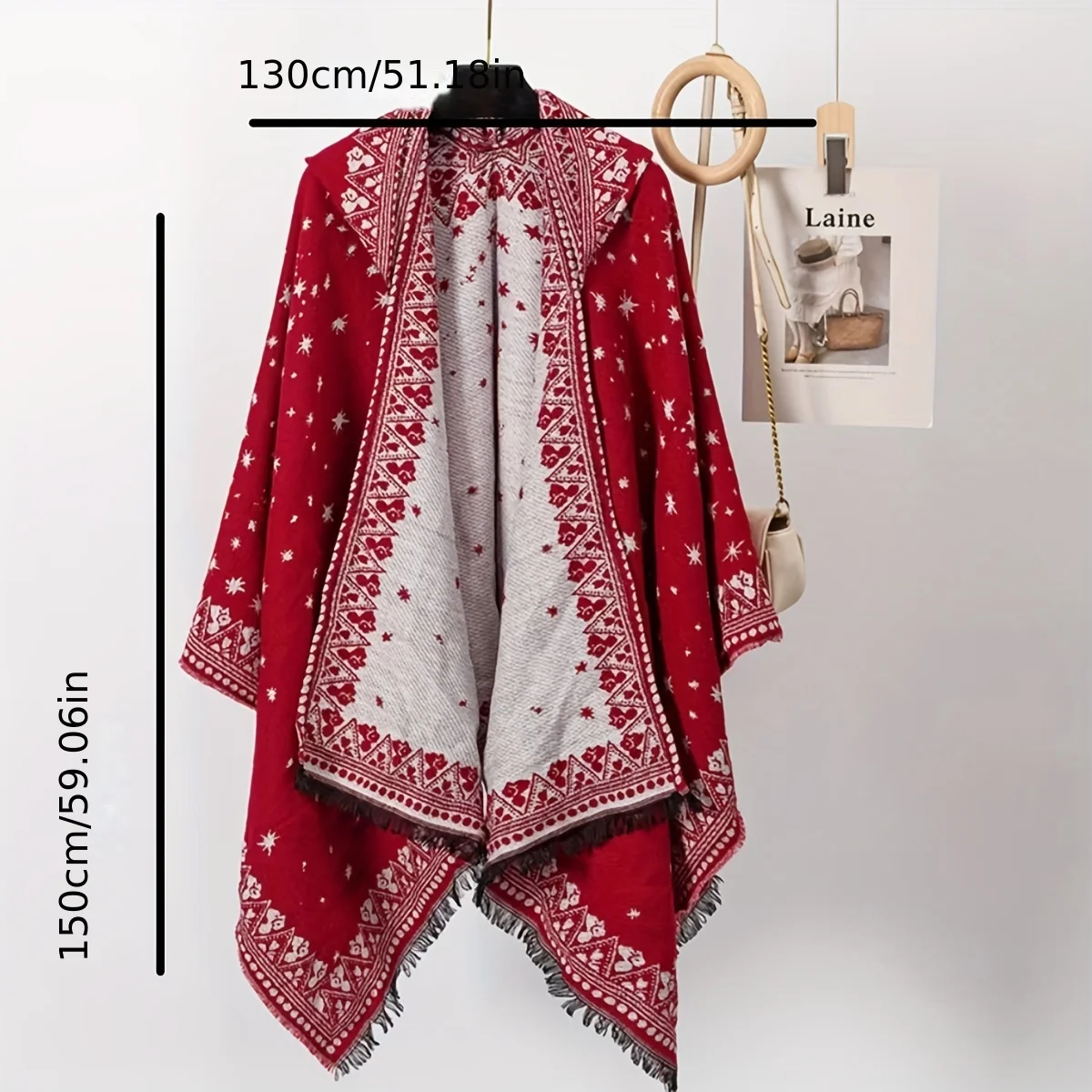 Cape ethnique à capuche, châle pour photographie de voyage de la chine du nord-ouest, Imitation chaude en cachemire, vêtements d'extérieur, chapeau de style ethnique
