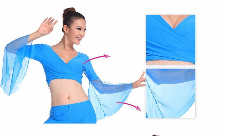 Hauts de danse du ventre pour femmes, robe de Costume de danse du ventre, populaire et Sexy, en mousseline de soie, bleu lac, en vente
