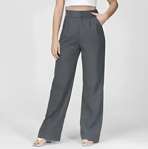 Pantalon décontracté à jambes larges pour femmes, taille haute, travail, couleur unie, sur mesure, boutonné, avec poches, pantalon de costume