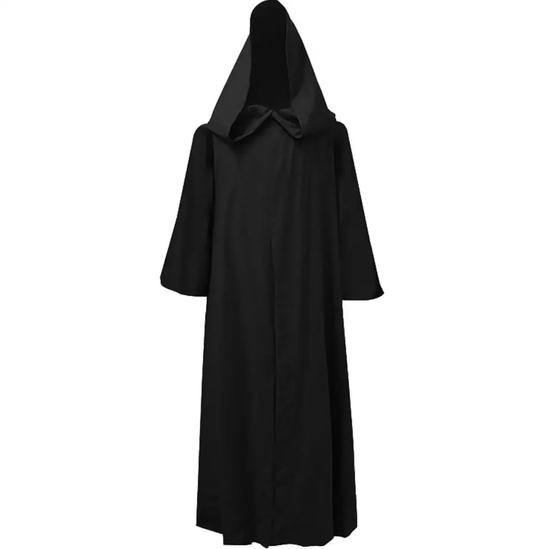 Costume de moine médiéval avec capuche, robe de cosplay Jedi, robe de chevalier Everak, tenue d'Halloween pour scène, robe de prêtre