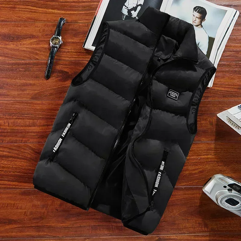 Mode hommes veste sans manches gilet automne thermique doux gilets manteaux décontractés mâle coton hommes gilet hommes épaissir gilet 8XL