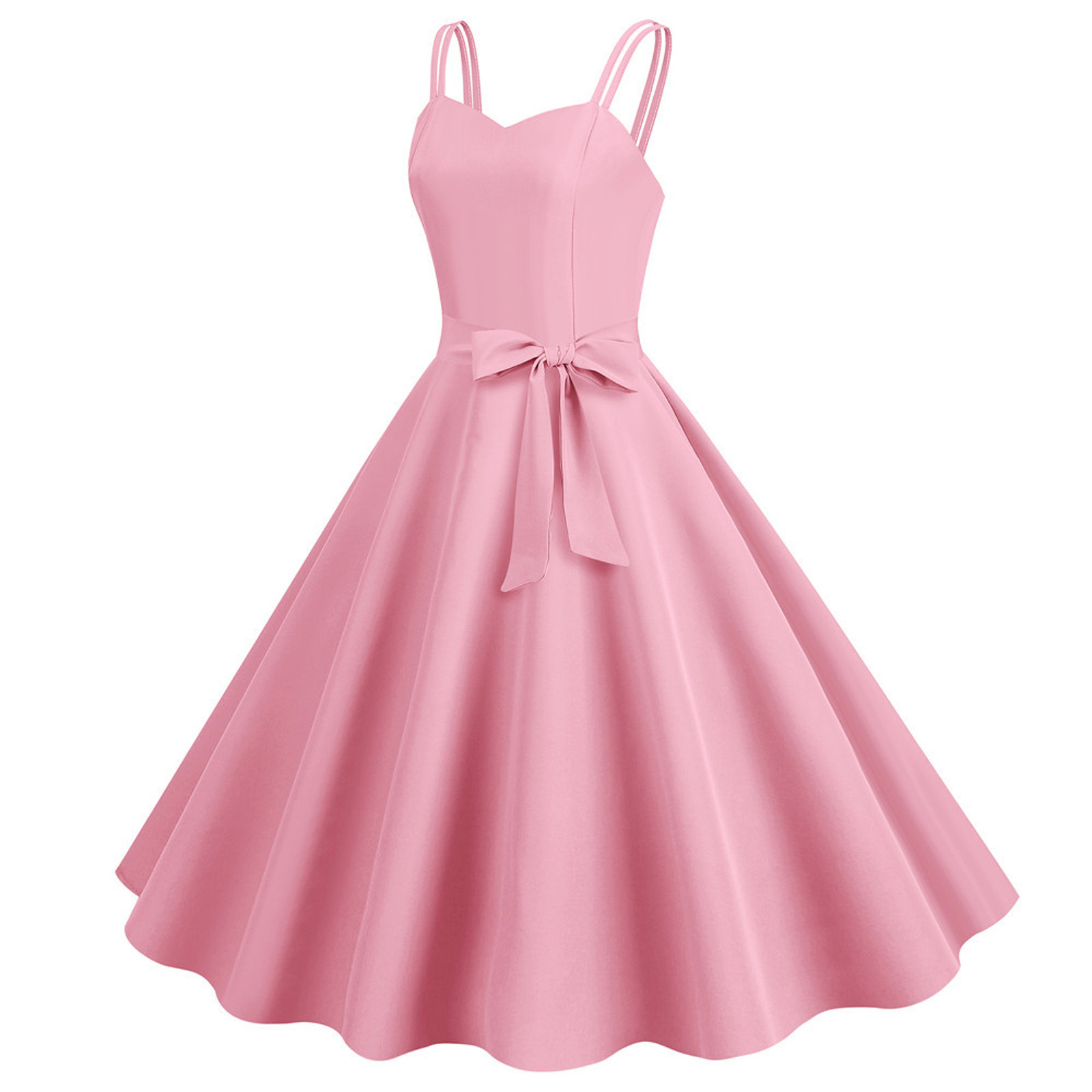 Robe Mi-Longue Élégante à Bretelles Spaghetti pour Femme, Tenue de Mariage Formelle, Grand Ourlet, Couleur Unie, avec Fermeture Éclair au Dos et Nministériels d Papillon
