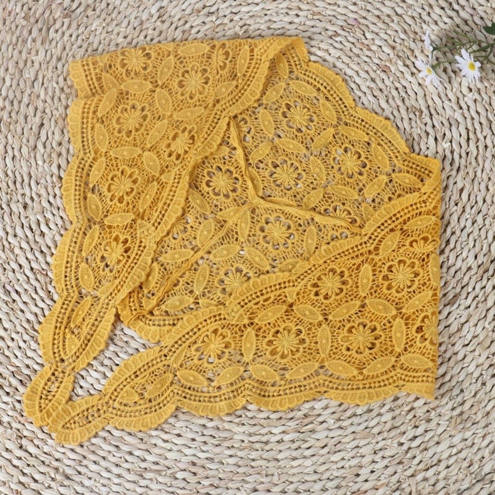 Faux col en tricot, écharpe triangulaire blanche, style ethnique, écharpes à fleurs au crochet, décoration de vêtements, style coréen