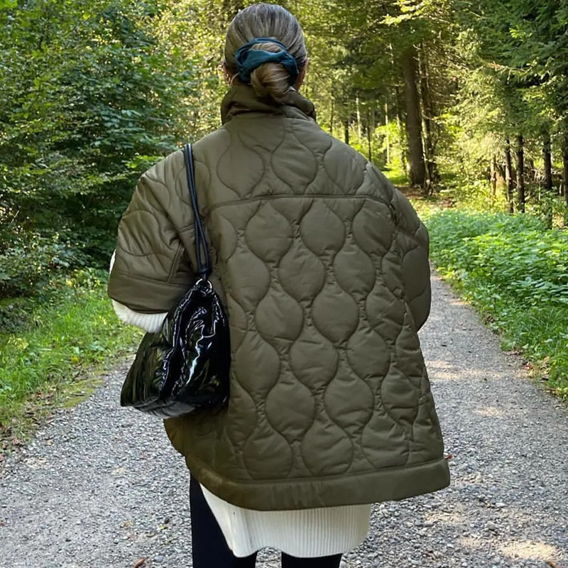 Veste matelassurera en coton Everak pour femme, manteau chaud, fermeture éclair, hiver