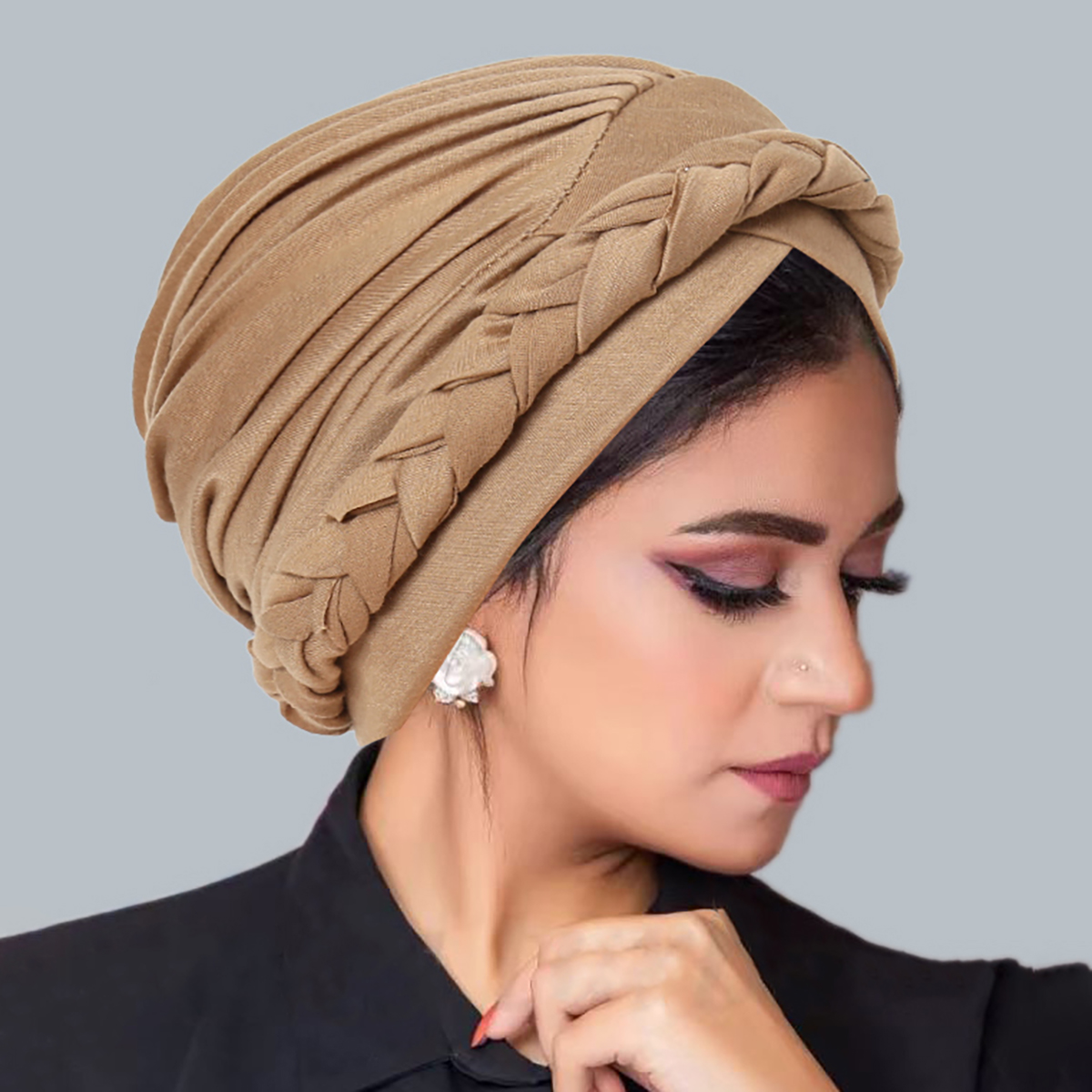 Casquettes Hijab musulmanes tressées de couleur unie, tête croisée pour femmes, tête enveloppante, élastique doux, mode, Turban indien