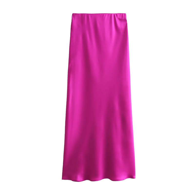Jupe longue élégante en satin soyeux pour femme, collection Printemps-Été 2026, taille élastique unie, 20 couleurs