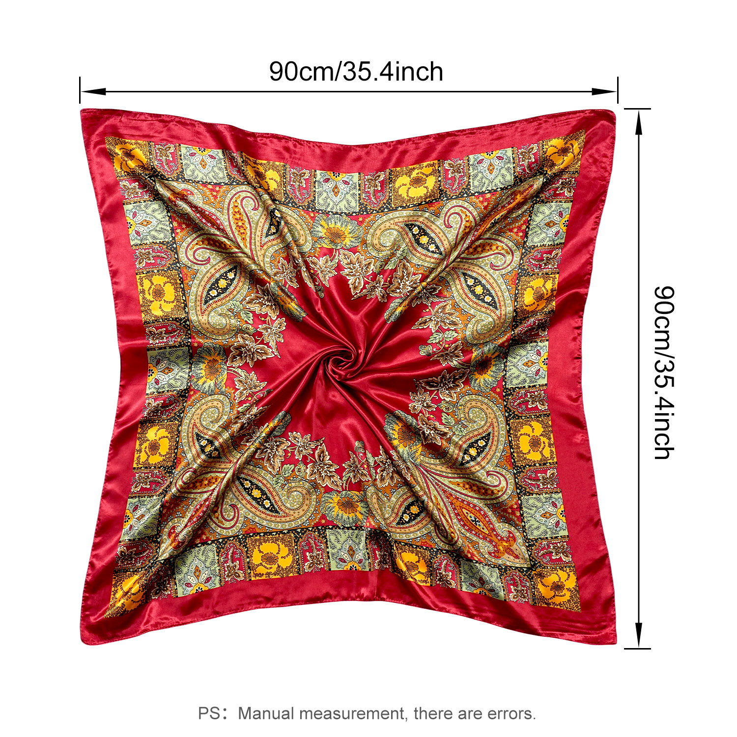 1pc Foulard en soie Scarftop chapeaux pour femmes Vintage quatre saisons foulards de cheveux 90*90 cm Hijab Foulard Iuxe Bandana Femme têtes