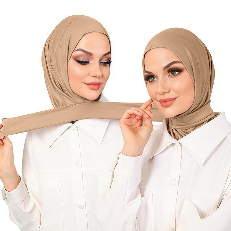 Nouveau Turban Musulman pour Femme en Modal à Boutons, Foulard Couvre-Tête Complet, Hijab Extensible, Bonnet Respirant, Châle Instantané