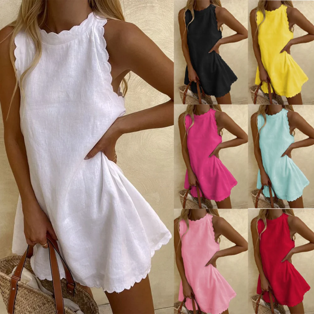 Robe en lin de coton pour femmes, vêtements vintage décontractés, streetwear élégant, mode Y2K, automne, été, nouveau