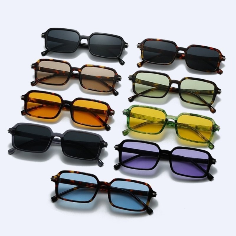 Lunettes de soleil rectangulaires tendance pour hommes et femmes, lunettes de soleil de créateur, marque de luxe, style rétro, petites et étroites, lunettes de soleil carrées pour homme.