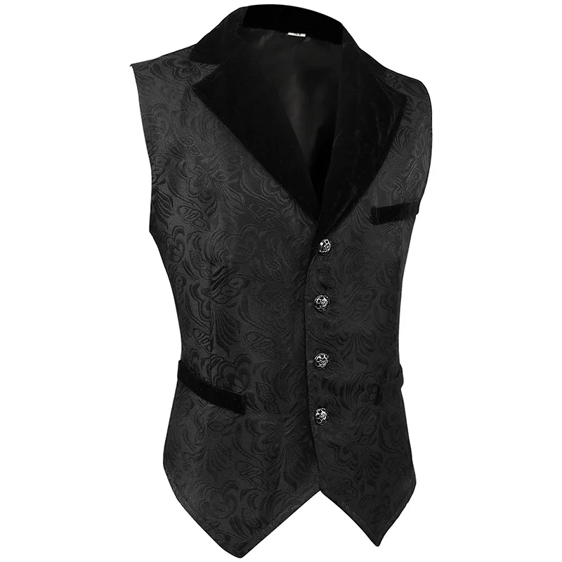 Gilet de Pirate médiéval pour hommes, Cosplay de la Renaissance, gilet Vintage Vicotiran Steampunk Jacquard, robe longue gothique, gilet noir