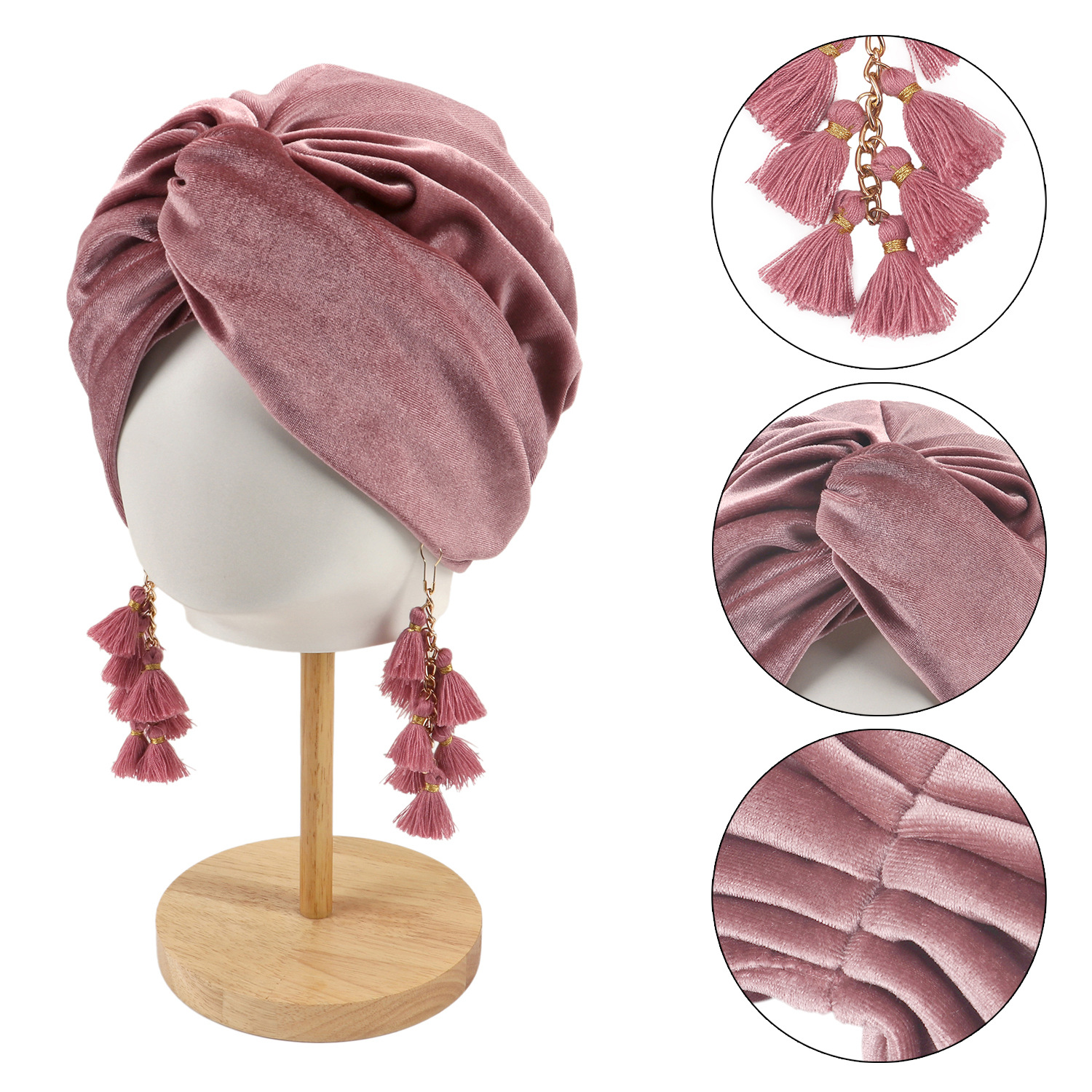 Nouveau Turban en Velours à Pompons pour Femmes Musulmanes, Chapeau Doux et Extensible, Bandana Bohème Croisé, Bandeau, Bonnet, Foulard Islamique