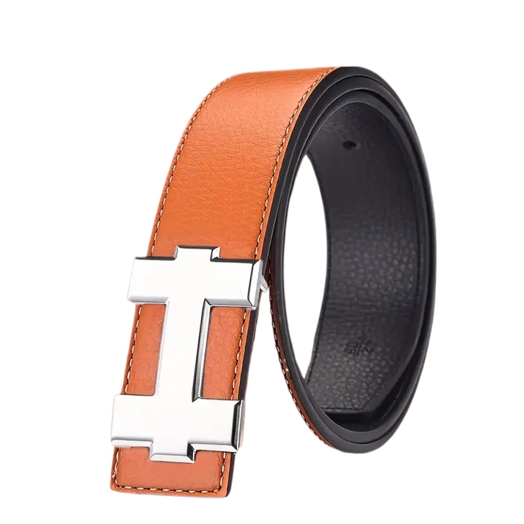 Ceinture de mode décontractée boucle coréenne boucle en alliage pour hommes et femmes ceinture pour hommes en cuir véritable tendance du commerce extérieur litchi 3.3 cm