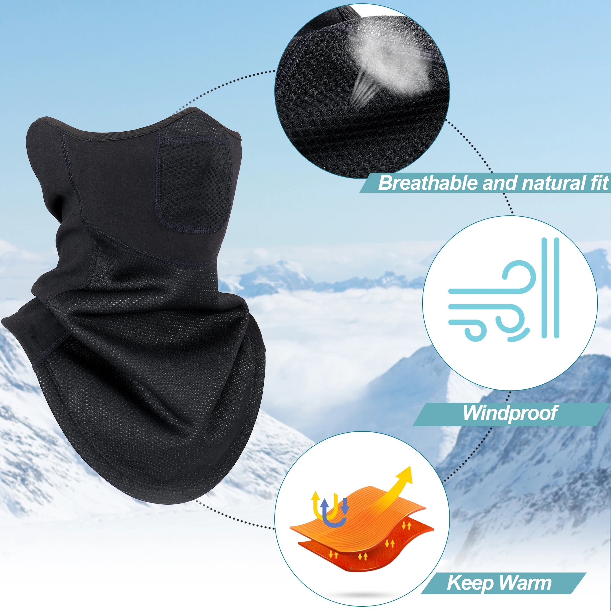 Cache-cou en polaire coupe-vent pour homme et femme, écharpe, Bandana doux, demi-masque facial, Ski, Snowboard, cache-cou, couvre-chef thermique