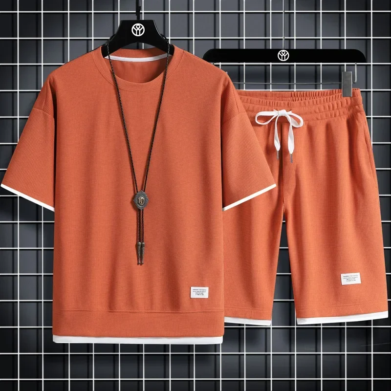 Ensemble de sport d'été pour hommes, t-shirt et short décontractés, survêtement de document solide trempé, olympiques adt, taille 3XL