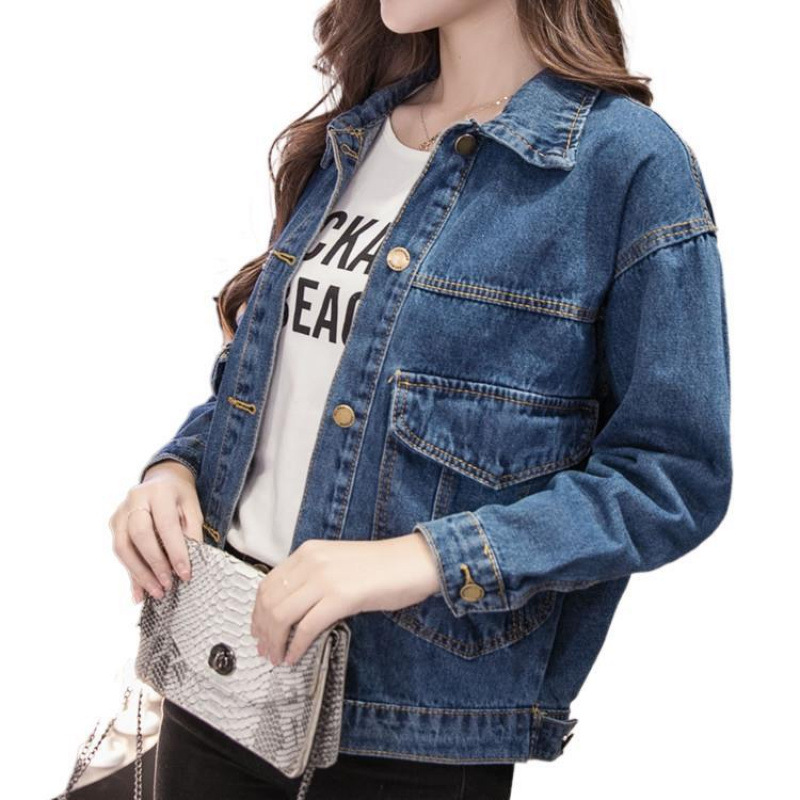 Manteau femmes 2025 nouvelle veste en jean décontractée col rabattu poche bouton lâche printemps automne vêtements pour femmes JQMY8803