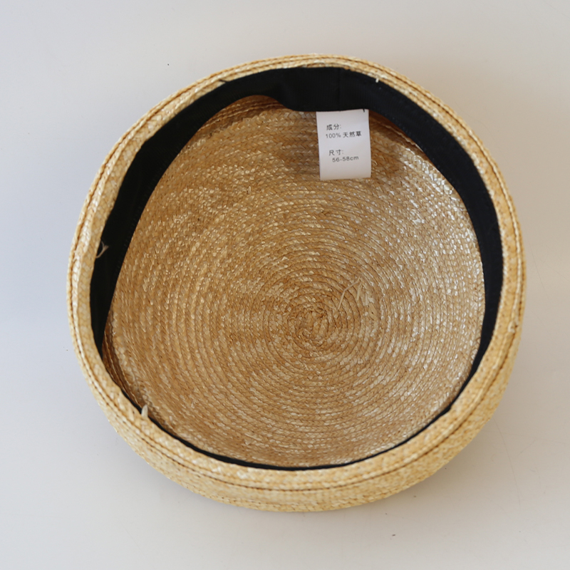 100 % naturel 	 Chapeau de paille rond pour hommes et femmes, chapeau de marin d'été japonais, béret de plage, pilulier de soleil