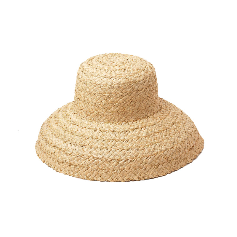 Casquette en raphia à bord large pour femmes, chapeaux de plage de vacances, chapeau de paille à dessus plat, casquette de soleil d'été pour dames, chapeau UV E27, nouvelle mode