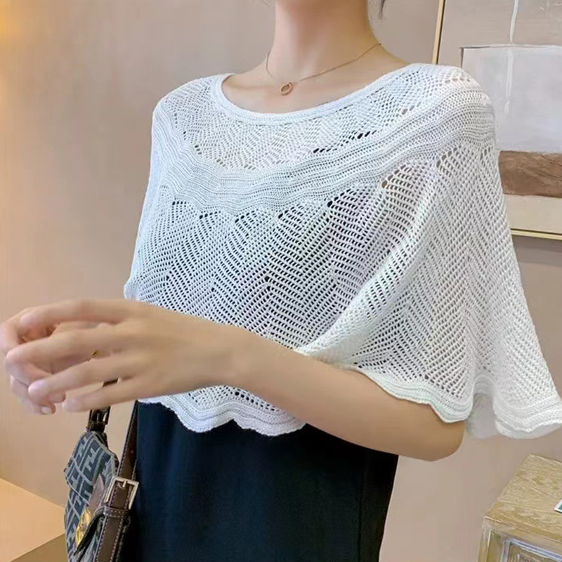 Écharpe pull d'été en coton tricoté de couleur unie, châles coréens simples, Design creux, mode polyvalente, protection solaire