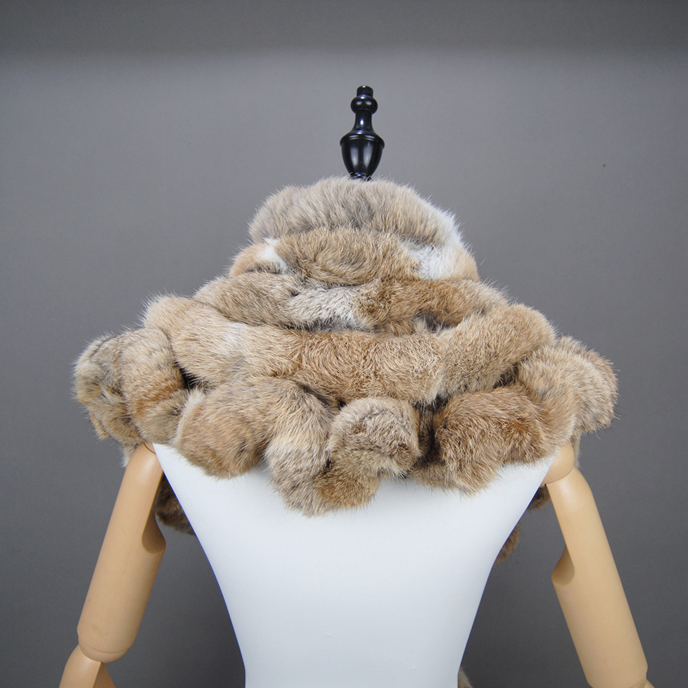Femmes mode extérieur tricot 100% réel lapin fourrure foulards nouvelle dame hiver réel lapin fourrure écharpe naturel chaud doux lapin fourrure châle