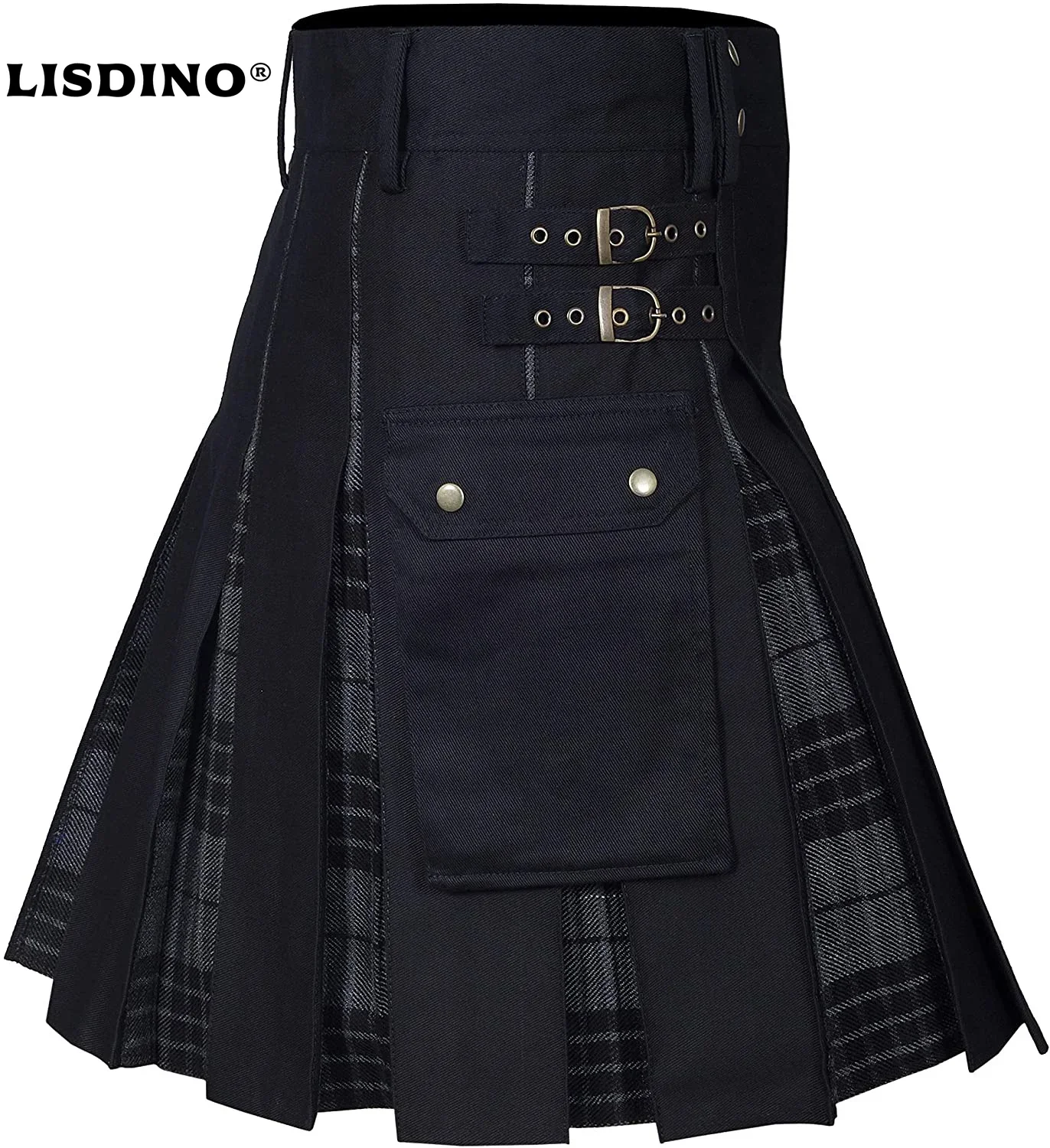 LisdinoKilts pour hommes, Kilt utilitaire, Kilt hybride en jean 100 % coton, Kilt traditionnel pour hommes en tartan plissé en boîte moderne