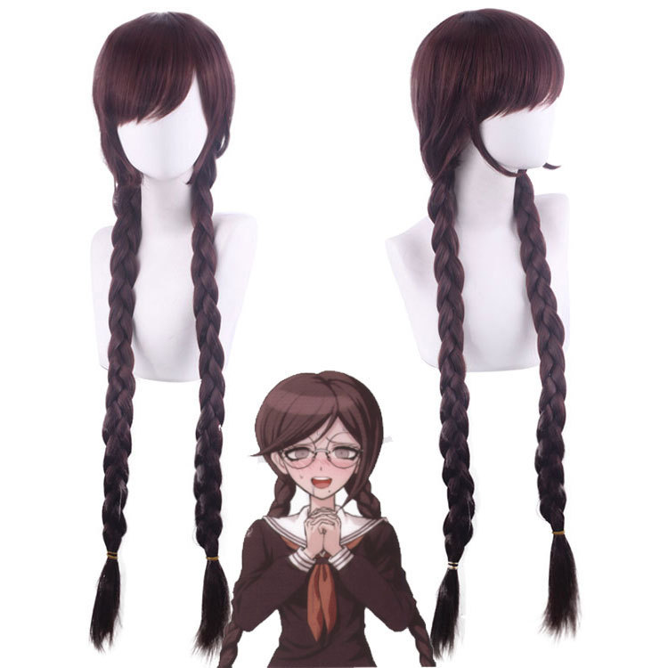 Perruque tressée noire, violette et marron Danganronpa Toko Fukawa pour cosplay, perruque longue résistante à la chaleur pour fête, Dangan Ronpa