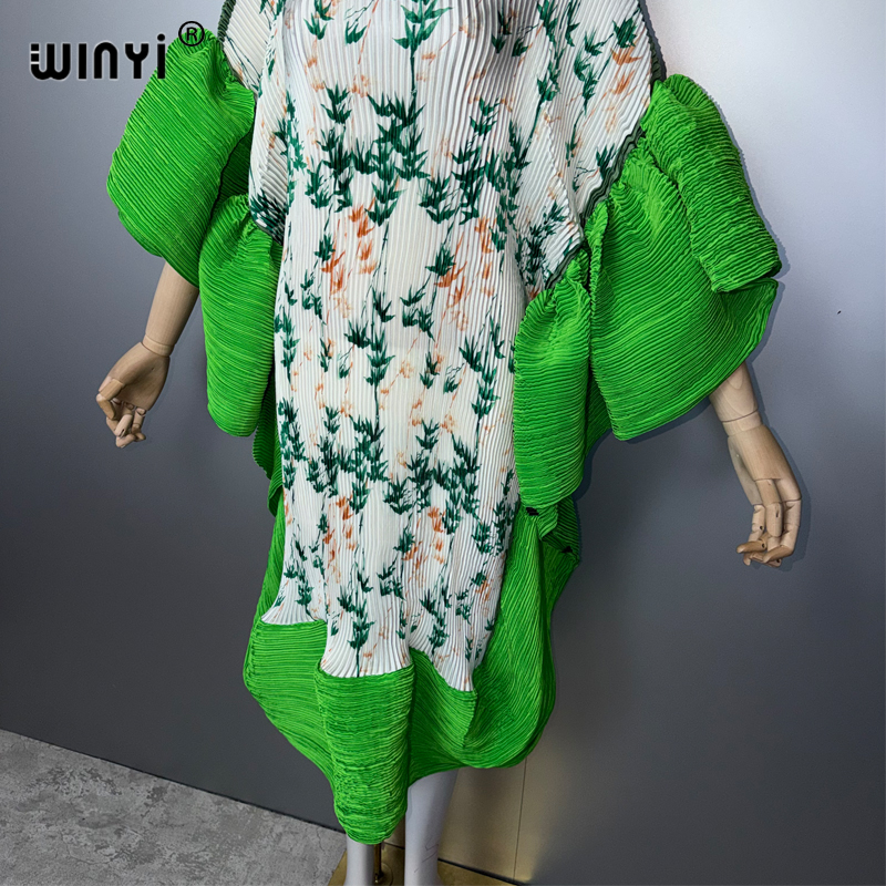 Robe plissée élastique WINYI BOHO pour femmes musulmanes, paréo de plage, caftan, abaya, robe longue de luxe Dubaï pour les vacances et les anniversaires