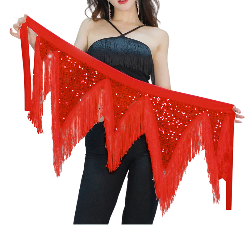 Écharpe de hanche pour danse du ventre, paillettes, franges, triangle, écharpes de hanche pour danse du ventre, jupe enveloppante, ceinture, balançoire, costumes de danseuse tribale pour femmes, noir