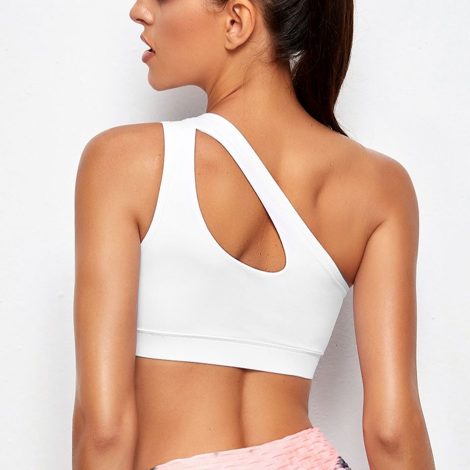 Femmes soutien-gorge de sport Push Up Fitness soutiens-gorge une épaule antichoc Yoga soutien-gorge noir blanc Yoga course soutien-gorge Sexy gilet
