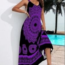 Robe bohème à bretelles pour femmes, grande taille, dos nu, été