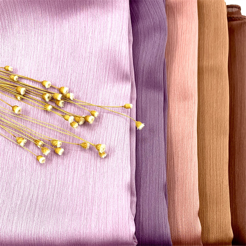 Hijab en mousseline de soie et Satin froissé pour femmes musulmanes, Mini crêpe uni, châle froissé, solide, Long, Turban, foulard islamique