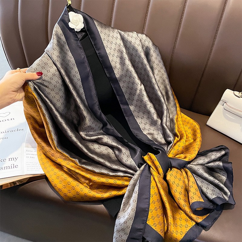 Foulard en soie de haute qualité pour femmes, couvre-chef quatre saisons, Hijab, Bandana de luxe, 90x180cm