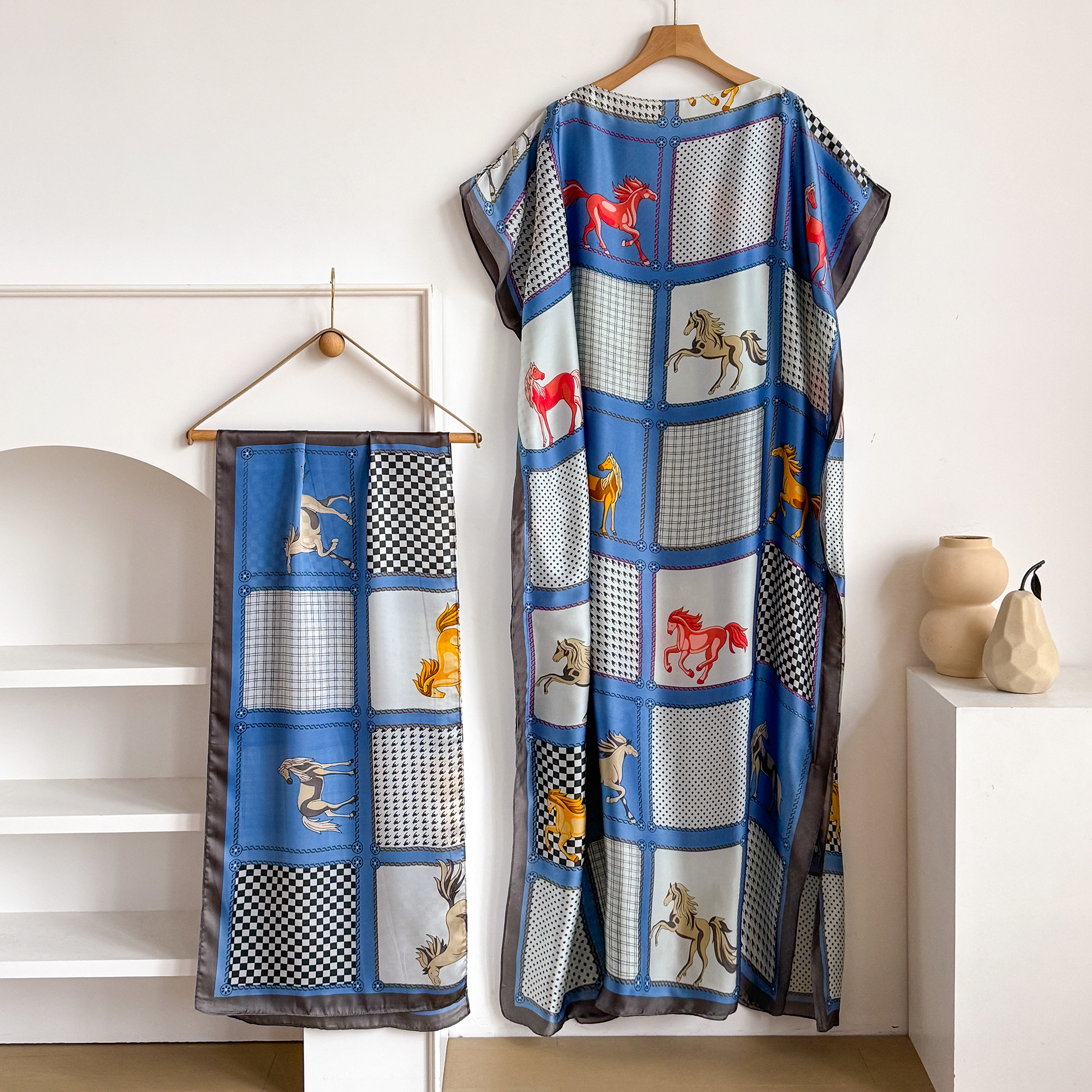 Robe Kaftan Élégante en Soie Imprimée pour Femme Musulmane, Nouvelle Mode Africaine Longue Abaya Koweïtienne Oversize pour l'Été 2026