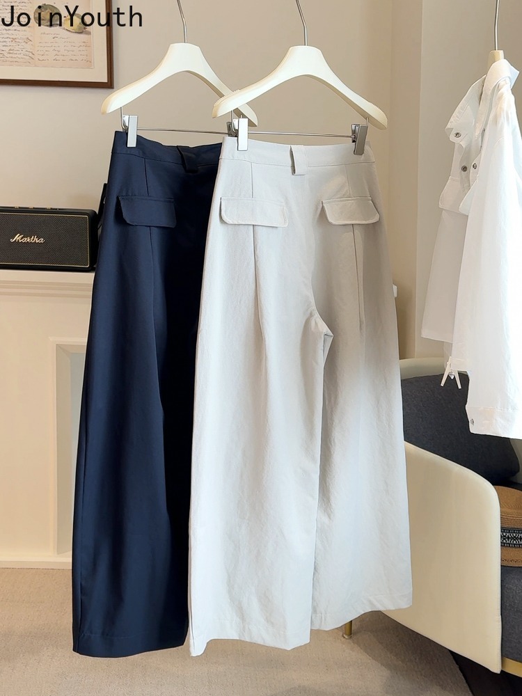 2025 nouveaux bas Pantalon à jambes larges pour femmes Pantalon Femme haute Wiast Pantalon décontracté ample Vintage coréen pantalons De Mujer