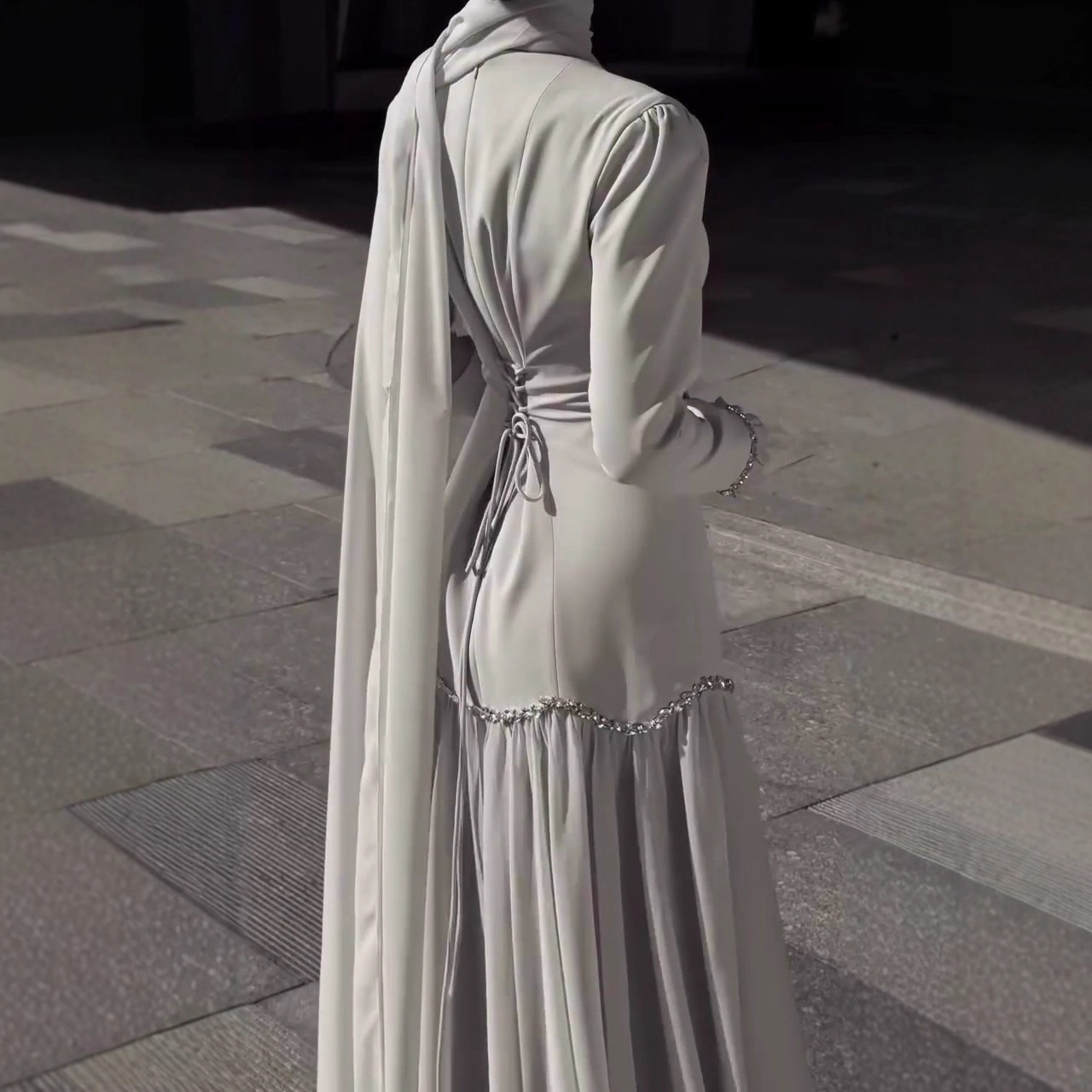 Robe longue élégante pour femme, Abaya, Jalabiya, Caftan, style Marocain, Dubaï, Islamique, Arabe, pour l'Aïd et le Ramadan, avec bandage, pour soirée