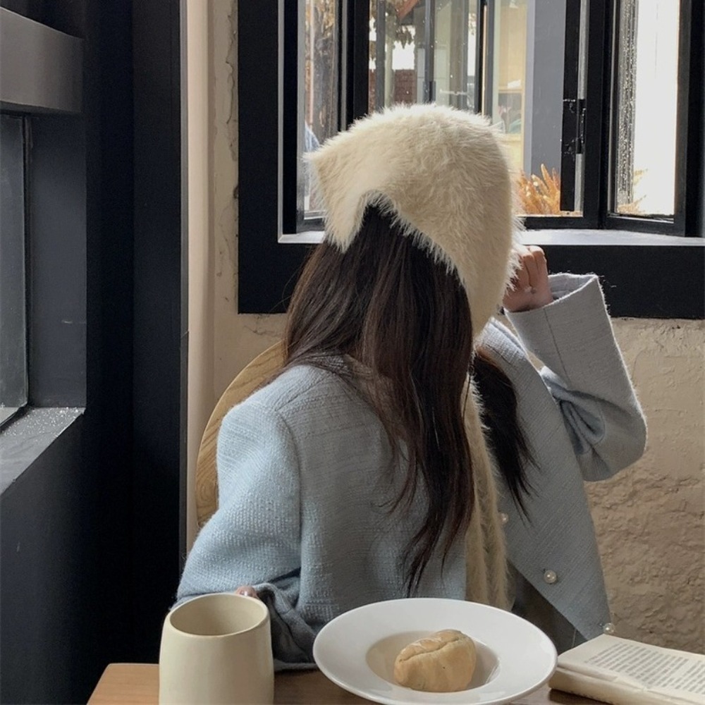 Écharpe triangulaire en fourrure de vison pour garder les cheveux au chaud, couverture à lacets, bande de sauna, style français, mode hivernale