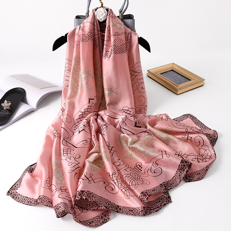 Écharpe en soie imprimée avec des notes musicales, châles longs de luxe pour femmes, écharpes de mode pour femmes, hijab musulman, foulards 180 cm