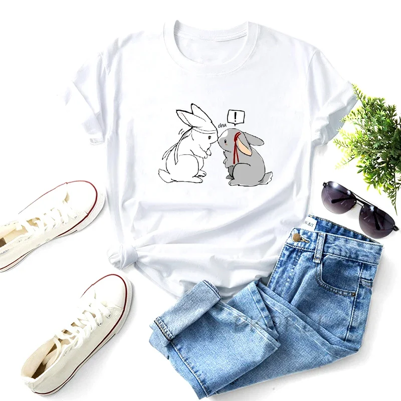 Wangxian Mo Dao Zu Shi t-shirts femmes dessin animé mignon les indomptées baiser lapins t-shirt Anime femme vêtements