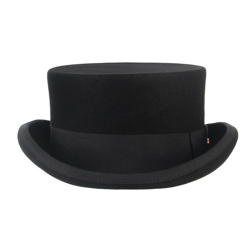 Chapeau melon en laine noir pour hommes, chapeau Derby, casquette Jazz, chapeau présidentiel, chapeau de magicien haut, style britannique vintage, automne, hiver