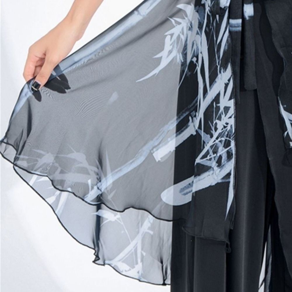 Jupe mi-longue en mousseline de soie à taille haute, motif floral léger, style Y2K, transparente, avec foulard intégré