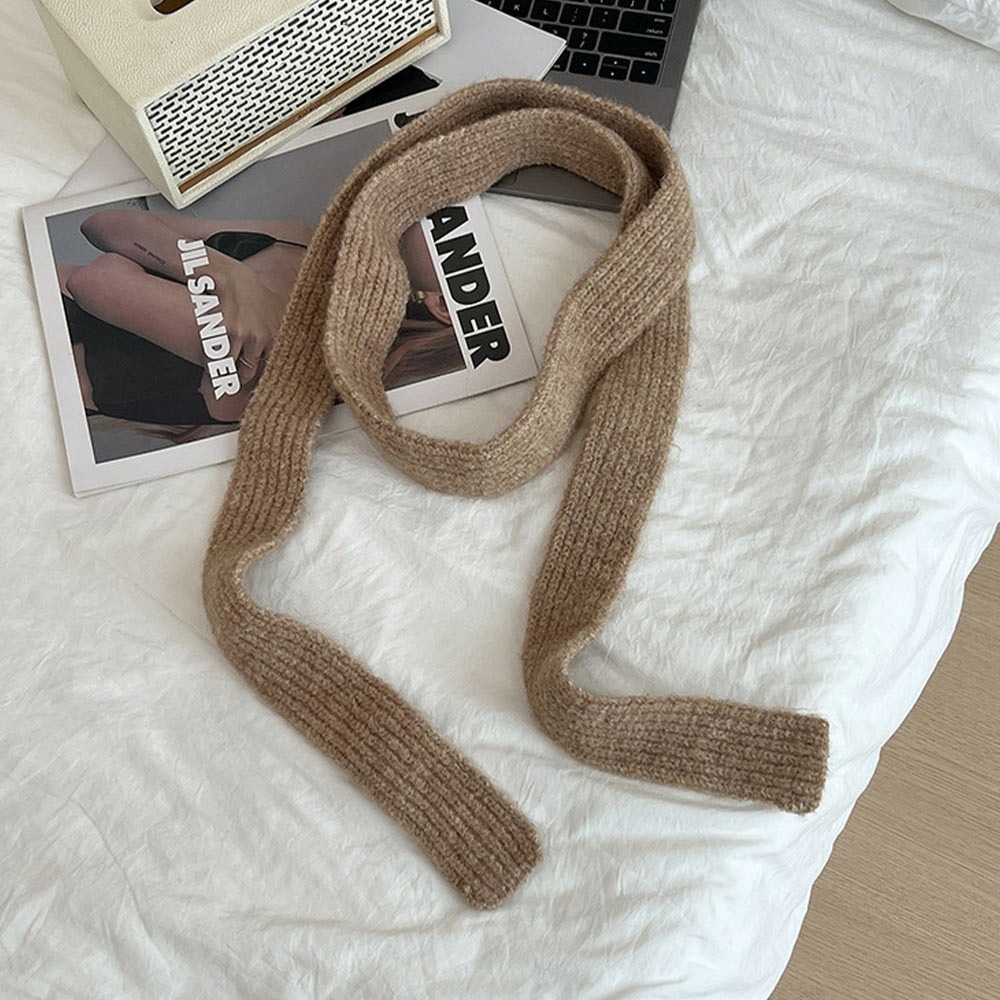 Écharpe longue pour femme en imitation laine, design étroit, foulard décoratif, écharpe en imitation cachemire, écharpe fine tricotée, streetwear