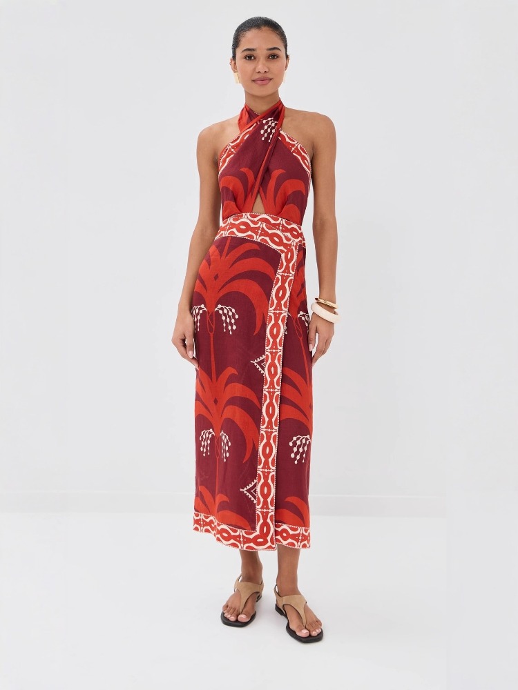 Nouvelle Robe d'été 2026 pour Femme, Design Élégant, Col Croisé, Imprimé Floral, Dos Nu, Style Plage et Vacances