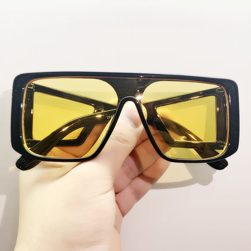 Gogfordden-Lunettes de soleil carrées punk pour femmes et hommes, lunettes de soleil à grandes montures, lunettes dégradées pour femmes, lunettes de marque de luxe, nouvelle mode