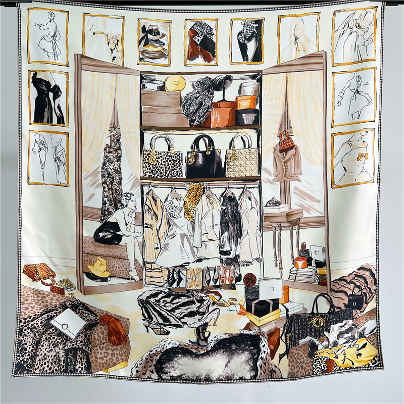 Foulard Carré Mûrier Pur pour Femme, Écharpes à Bords Roulés, Mouchoir de Tête, Châles, Hijabs Foulards, Bandana 90x90cm, 100%