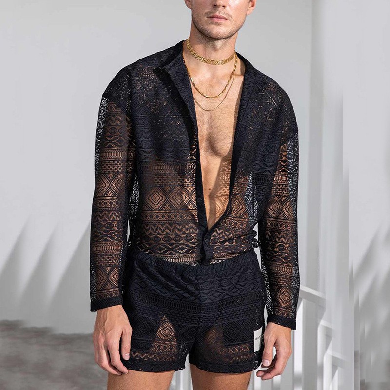 Ensemble de mode pour homme, chemise à manches longues et short décontracté, tenue quotidienne d'été, ensemble de survêtement décontracté pour homme