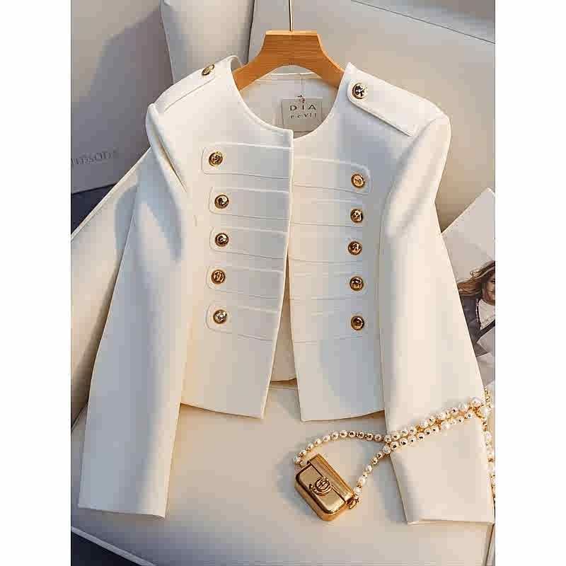 Veste blanche de printemps pour femmes, avec un sens unique de luxe, Super belle, réduisant l'âge, beau haut court de tempérament occidental