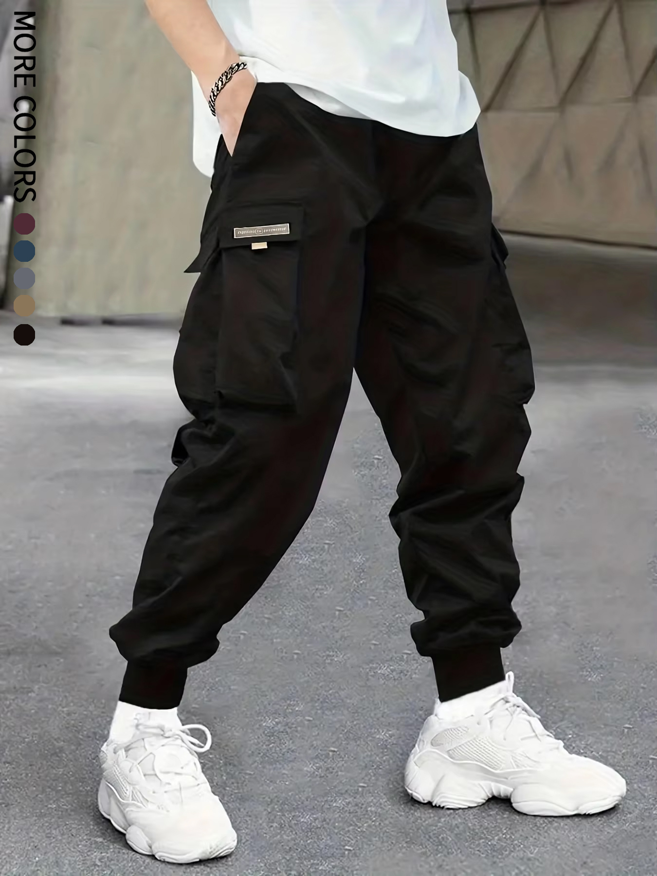 Pantalon cargo léger à grandes poches, legging court, décontracté, sportif, pour l'extérieur, 06B, pour hommes