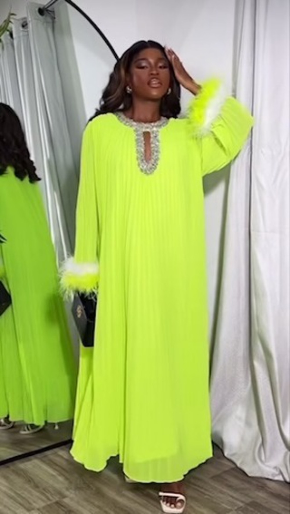 Robe longue d'été pour femmes, Sexy, plumes, diamant, couleur unie, longueur cheville, coupe ample, tempérament, ligne A, décontractée, 2024